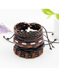 5 Pcs Handmade Leather Braided Bracelet
