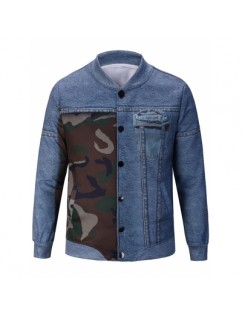 Camouflage and Denim Pattern Jacket